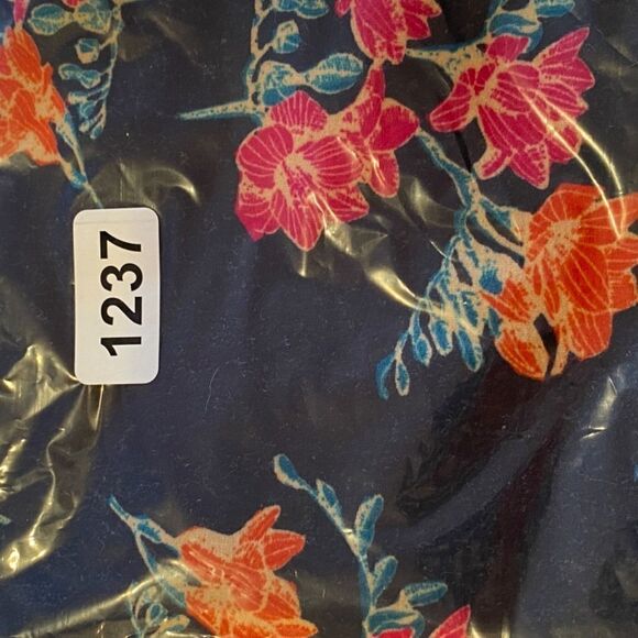 1237 LuLaRoe Leggings Size OS Brown Orange Fluffy Floral Print New - Picture 4 of 5